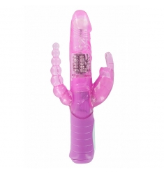 VIBRADOR ROTADOR TRIPLE VAGINAL CLITORIAL ANAL