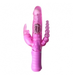 VIBRADOR ROTADOR TRIPLE VAGINAL CLITORIAL ANAL