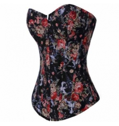 CORSET NEGRO CON MOTIVOS FLORALES