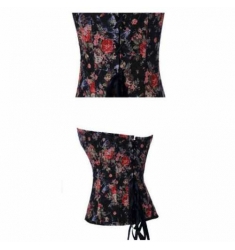 CORSET NEGRO CON MOTIVOS FLORALES