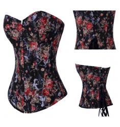 CORSET NEGRO CON MOTIVOS FLORALES