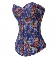 CORSET AZUL CON MOTIVOS FLORALES