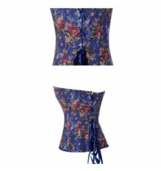 CORSET AZUL CON MOTIVOS FLORALES