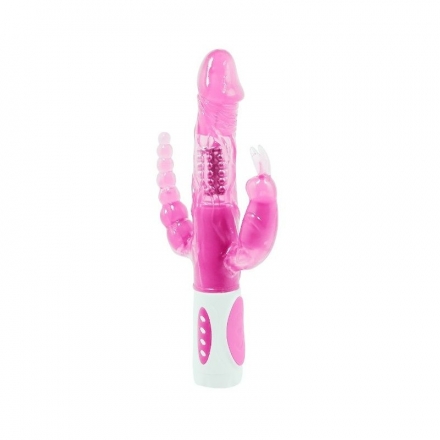 VIBRADOR ROTADOR TRIPLE VAGINAL CLITORIAL ANAL
