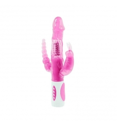 VIBRADOR ROTADOR TRIPLE VAGINAL CLITORIAL ANAL