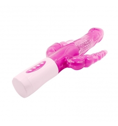 VIBRADOR ROTADOR TRIPLE VAGINAL CLITORIAL ANAL