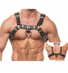 ARNES MASCULINO DE CUERO AJUSTABLE CON ANILLAS