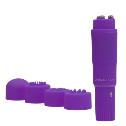 ESTIMULADOR DE CLÍTORIS CON 4 CABEZALES MORADO