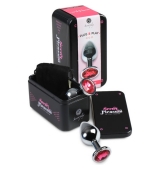 ELEGANTE JOYA ANAL METAL CON CRISTAL FUCSIA EN CAJA DE METAL