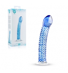 ELEGANTE DILDO DE CRISTAL EN TONOS  AZUL ES