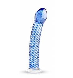 ELEGANTE DILDO DE CRISTAL EN TONOS  AZUL ES