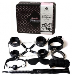 KIT BONDAGE 8 PIEZAS NEGRO CAJA DE METAL DE REGALO