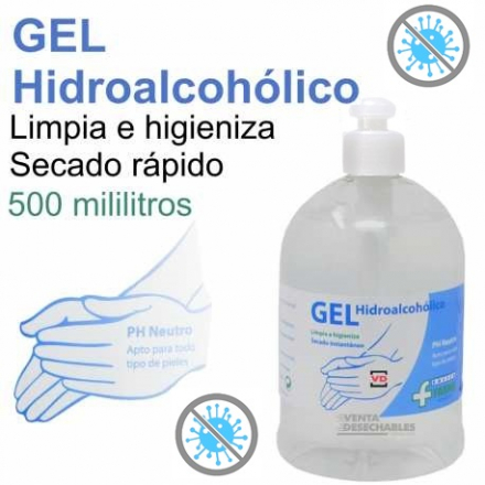 GEL HIDROALCOHÓLICO higieniza las manos y cualquier superficie 500ML 