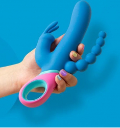 VIBRADOR ROTADOR TRIPLE ESTIMULACIÓN,VAGINAL,CLITORIS Y ANAL RECARGABLE