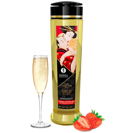 SHUNGA ACEITE MASAJE ROMANCE AROMA A FRESAS Y CHAMPAGNE 250 ML