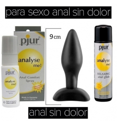 PACK ESPECIAL ANAL Relajante dilatador anal,LUBRICANTE ANAL 30ml y plug anal MINI INICIACION DE silicona médica.