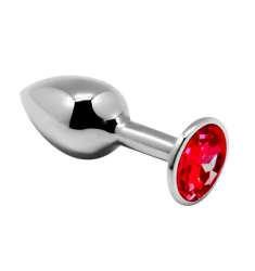 ELEGANTE JOYA PLUG ANAL METAL CON CRISTAL ROJO 