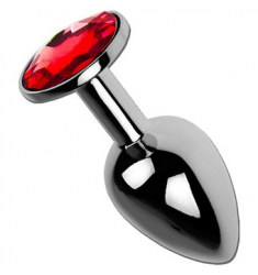 ELEGANTE JOYA PLUG ANAL METAL CON CRISTAL ROJO 