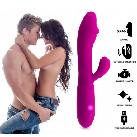 VIBRADOR SEMIREALISTICO DOBLE ESTIMULACION RECARGABLE