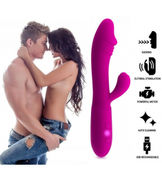 VIBRADOR SEMIREALISTICO DOBLE ESTIMULACION RECARGABLE