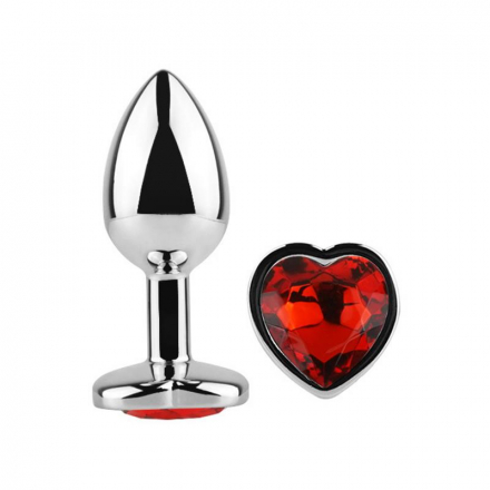 PLUG ANAL CON JOYA DE CORAZÓN ROJO 3,4CM