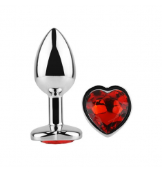 PLUG ANAL CON JOYA DE CORAZÓN ROJO 3,4CM