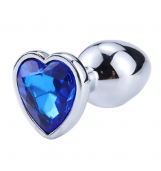  PLUG ANAL CON JOYA DE CORAZÓN AZUL 4CM DE DIAMETRO
