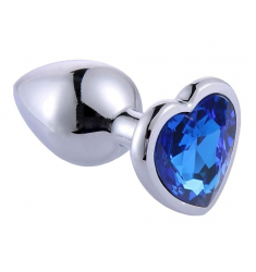  PLUG ANAL CON JOYA DE CORAZÓN AZUL 4CM DE DIAMETRO
