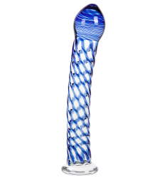 ELEGANTE DILDO DE CRISTAL EN TONOS  AZUL ES