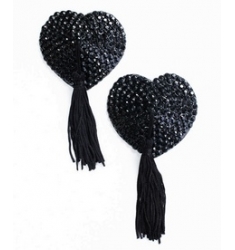 CUBRE PEZONES CON FORMA DE CORAZÓN NEGRO DE STRASS