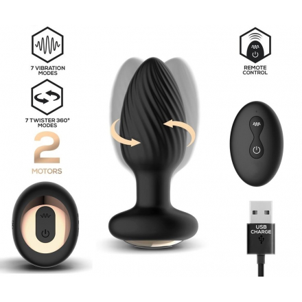 PLUG ANAL VIBRACIÓN Y MOVIMIENTO ROTADOR 360º CON CONTROL REMOTO