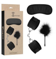 KIT SENSUAL REGALO ELEGANTE Y SEDUCTOR CON ESPOSAS, ANTIFAZ Y PLUMERO